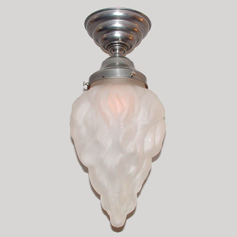 Model H27 A Unique Art Deco Style 1930's Torch Glass Fixture in Pewter.