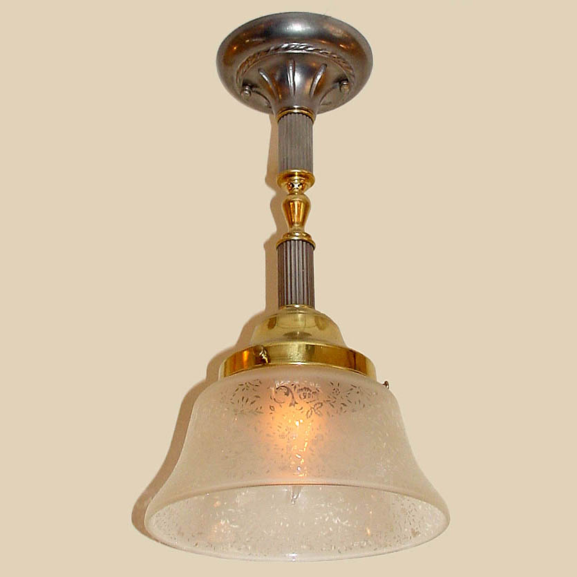 Model H6 Country English Pendant in Mixed Metals, Pewter and Polished Brass.