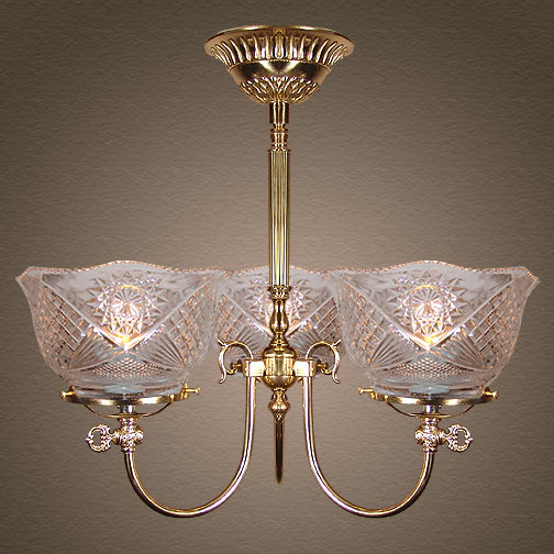 Model NSH11 A Variation on 'The Rockwell' Victorian Short Gaslight Victorian Chandelier